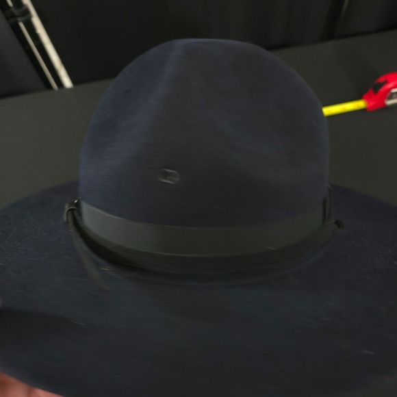 Beaver Quality XXXX Straw Oval Officer Troper Hat Men Black Brimmed Fedora 7 5/8 - Picture 5 of 9